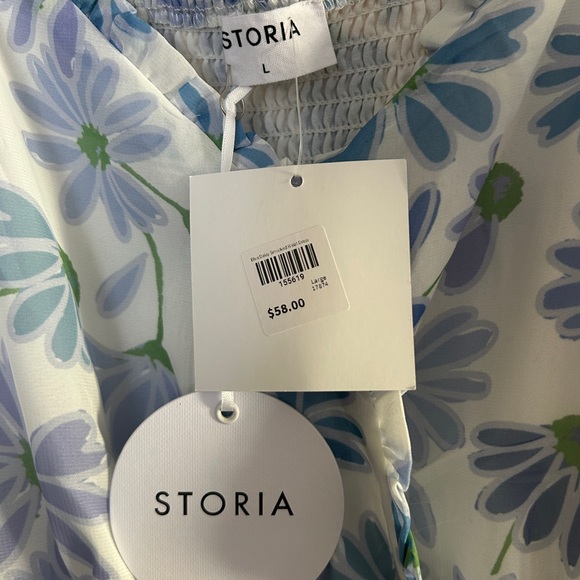 NWT Storia Blue Daisy Smocked Dress - Picture 7 of 8